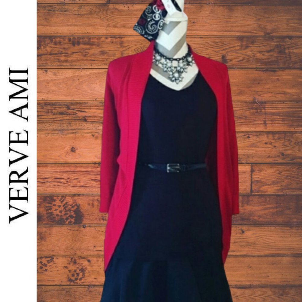 Verv Ami Red sparkle 3/4 sleeve cardigan - Size L